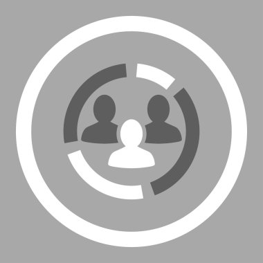 Demografi diyagramı düz koyu gri ve beyaz renkler vektör simge yuvarlak