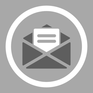 Açık posta düz koyu gri ve beyaz renkler vektör simge yuvarlak