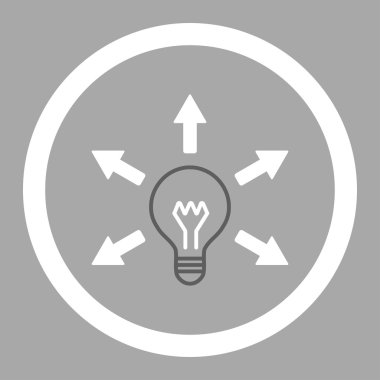 Fikir düz koyu gri ve beyaz renkler vektör simge yuvarlak