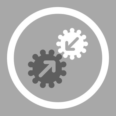 Entegrasyon düz koyu gri ve beyaz renkler vektör simge yuvarlak