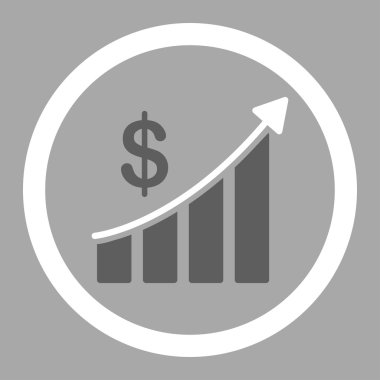 Sales flat dark gray and white colors rounded vector icon