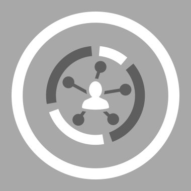 Relations diagram flat dark gray and white colors rounded vector icon