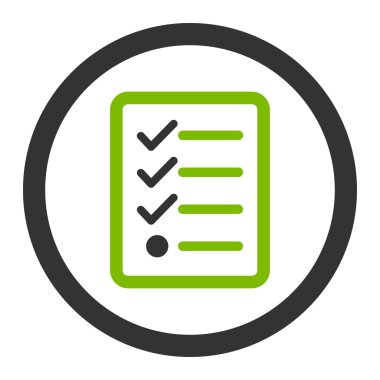 Checklist flat eco green and gray colors rounded vector icon