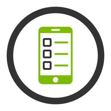 Mobil test düz eko yeşil ve gri renkler vektör simge yuvarlak
