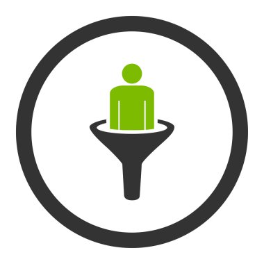 Satış Huni düz eko yeşil ve gri renkler yuvarlak vektör simgesi