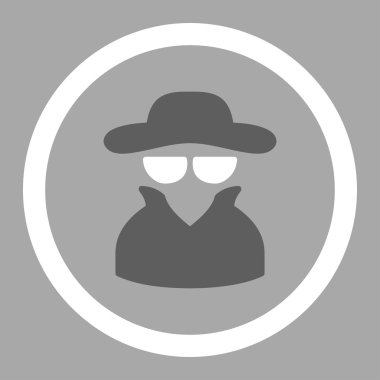 Spy flat dark gray and white colors rounded vector icon
