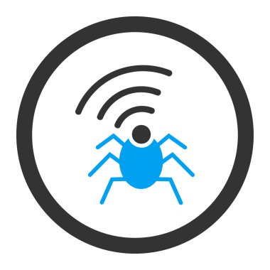 Radio spy bug flat blue and gray colors rounded vector icon
