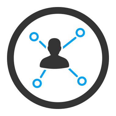 Relations flat blue and gray colors rounded vector icon