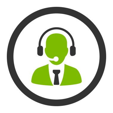 Call center flat eco green and gray colors rounded vector icon