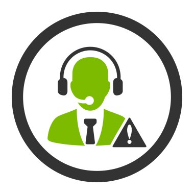 Emergency service flat eco green and gray colors rounded vector icon