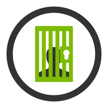 Hapishane düz eko yeşil ve gri renkler vektör simge yuvarlak