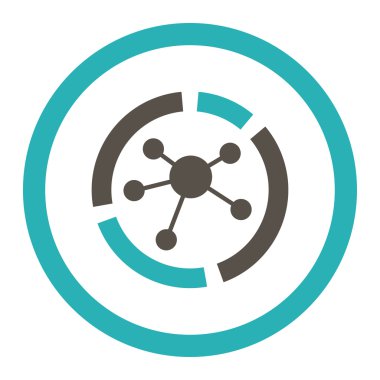 Yuvarlak vektör simge bağlantıları diyagramını düz gri ve mavi renkler