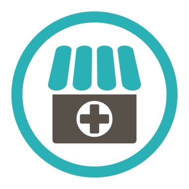 Eczane yuvarlak düz gri ve mavi renkler vektör simgesi