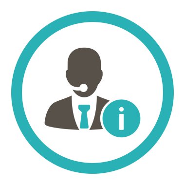 Help desk flat grey and cyan colors rounded vector icon