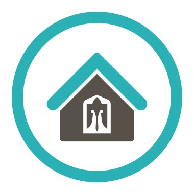 Ev düz gri ve cyan renkleri yuvarlanmış vektör simgesi