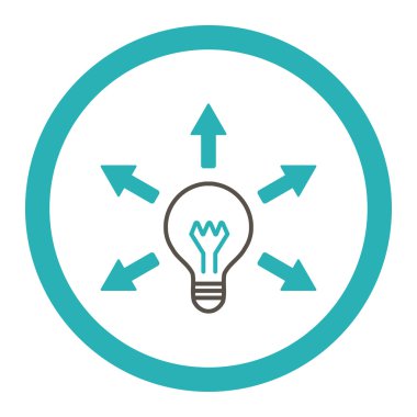 Idea flat grey and cyan colors rounded vector icon