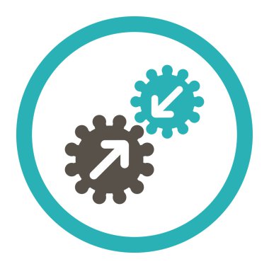Integration flat grey and cyan colors rounded vector icon