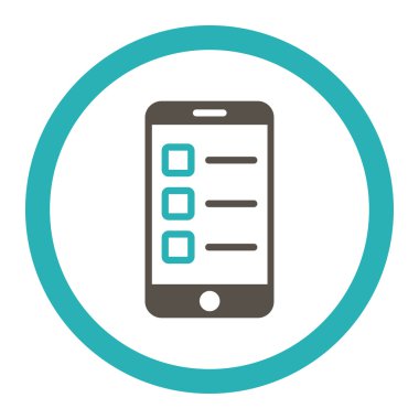 Mobile test flat grey and cyan colors rounded vector icon