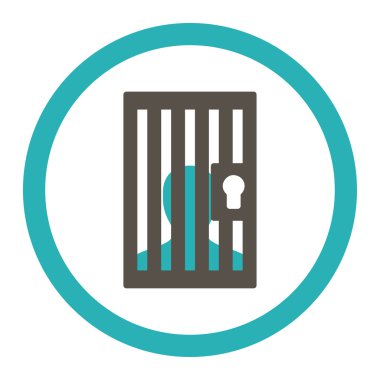 Prison flat grey and cyan colors rounded vector icon