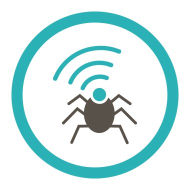 Radio spy bug flat grey and cyan colors rounded vector icon