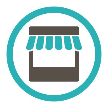 Mağaza yuvarlak düz gri ve mavi renkler vektör simgesi