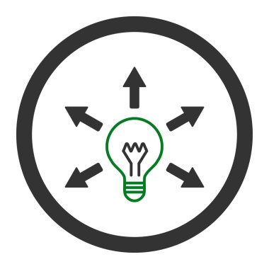 Fikir düz yeşil ve gri renkler vektör simge yuvarlak