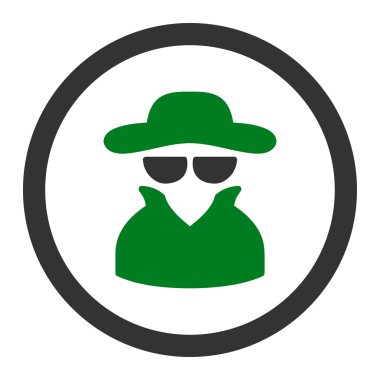 Düz yeşil ve gri renkler yuvarlak vektör simgesi