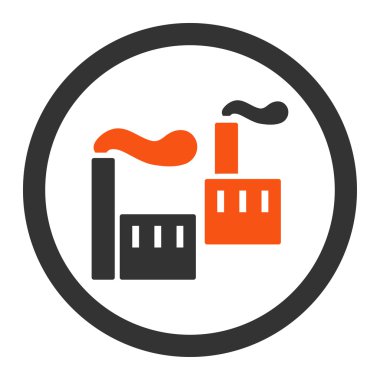 Industry flat orange and gray colors rounded vector icon