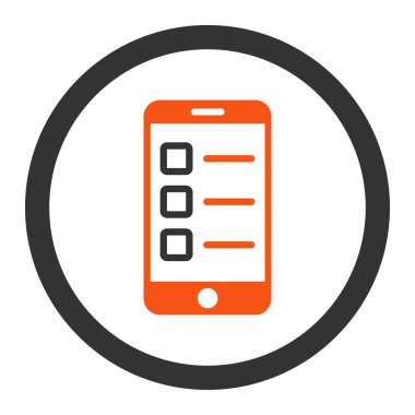 Mobil test düz turuncu ve gri renkli yuvarlak vektör simgesi