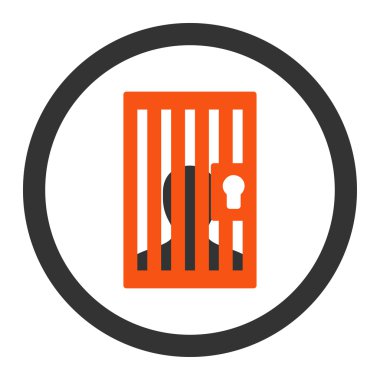 Prison flat orange and gray colors rounded vector icon