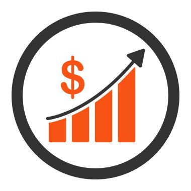 Sales flat orange and gray colors rounded vector icon