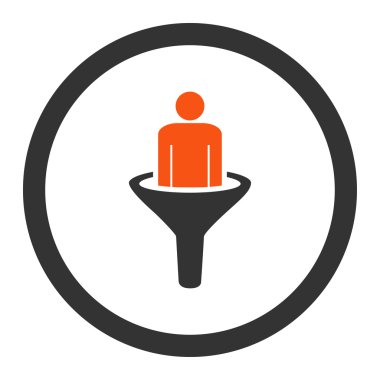 Sales funnel flat orange and gray colors rounded vector icon