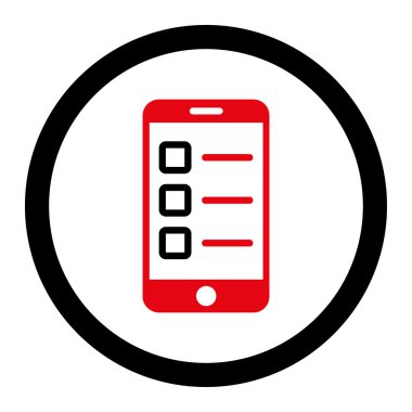 Mobil test düz kırmızı ve siyah renkler yuvarlanmış vektör simgesi