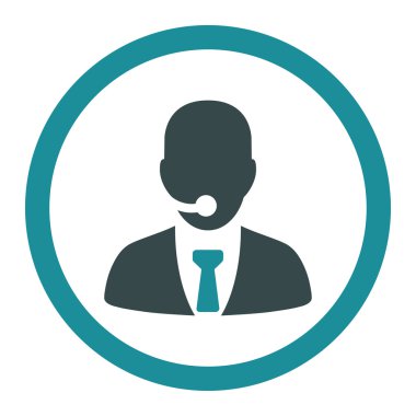 Call center operator flat soft blue colors rounded vector icon