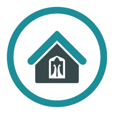 Ev düz mavi renkler yuvarlak vektör simgesi