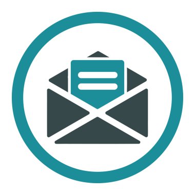 E- posta düz yumuşak mavi renkler yuvarlanmış vektör simgesini aç