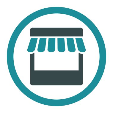 Mağaza yuvarlak düz yumuşak mavi renk vektör simgesi