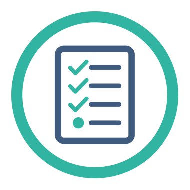 Denetim listesi düz kobalt ve mavi renkler yuvarlak vektör simgesi