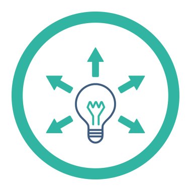 Fikir düz kobalt ve mavi renkler yuvarlak vektör simgesi