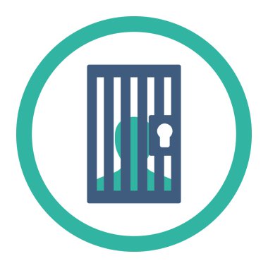 Hapishane düz kobalt ve mavi renkler yuvarlak vektör simgesi