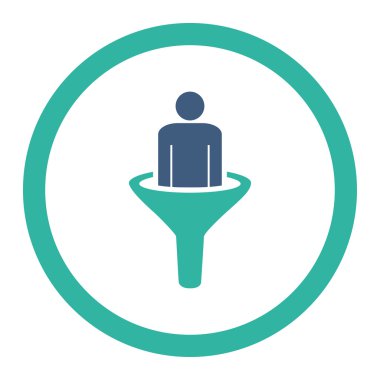 Sales funnel flat cobalt and cyan colors rounded vector icon