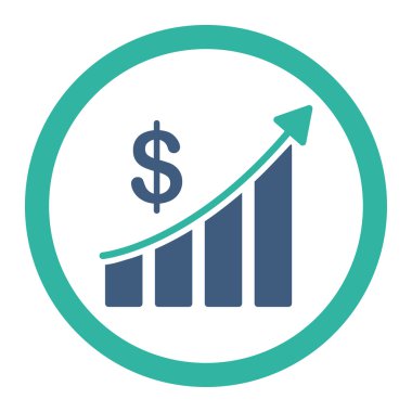 Sales flat cobalt and cyan colors rounded vector icon