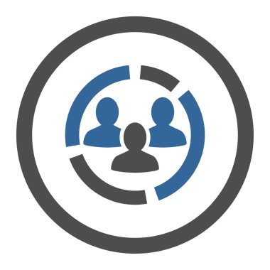 Demokratik diyagram düz kobalt ve gri renkler yuvarlak vektör simgesi