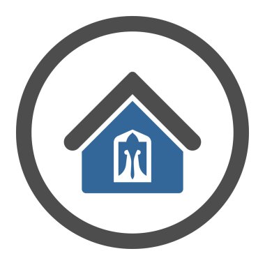 Ev düz kobalt ve gri renkler yuvarlak vektör simgesi