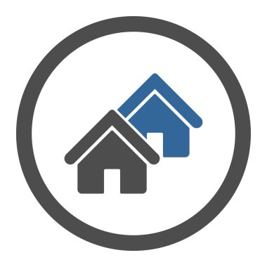 Realty düz kobalt ve gri renkler yuvarlak vektör simgesi