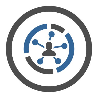 Düz kobalt ve gri renkler yuvarlak vektör simge ilişkiler diyagramı