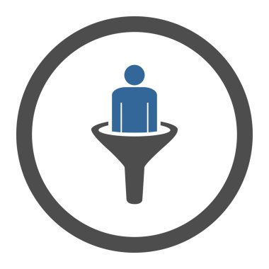 Düz kobalt ve gri renkler yuvarlak vektör simge Satış Huni