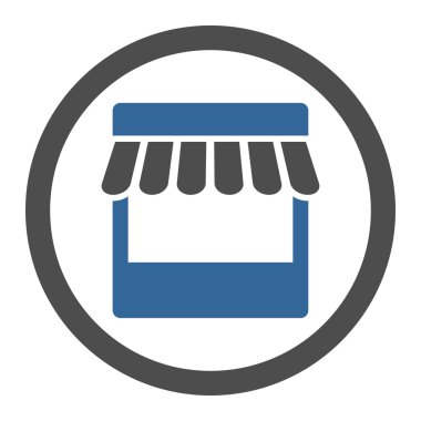 Düz kobalt ve gri renkler yuvarlak vektör simge depolamak