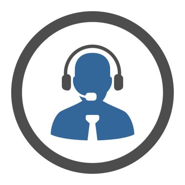 Sohbet düz kobalt ve gri renkler yuvarlak vektör simge desteği