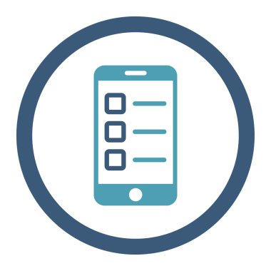 Mobil test yuvarlak düz mavi ve mavi renkler vektör simgesi